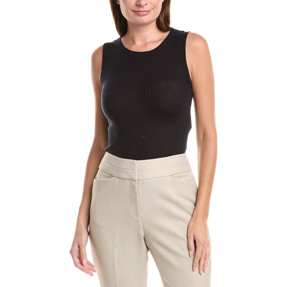 Max Mara Womens  Abbozzi Silk & Wool-Blend Sweater Tank Top, Navy